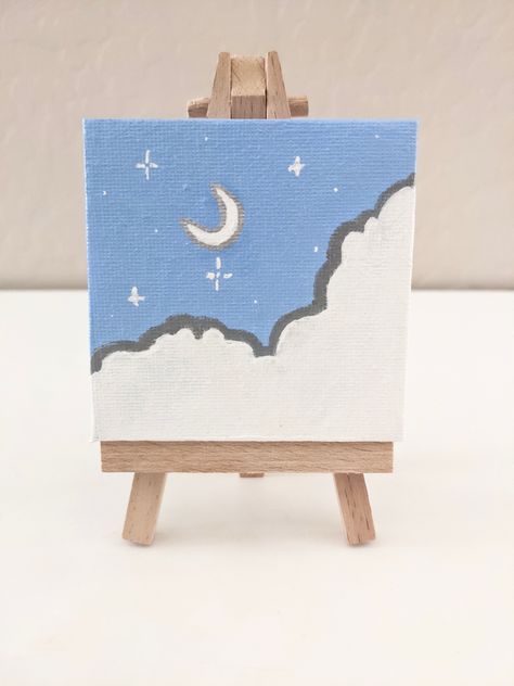 Drawings Ideas With Acrylic, Small Canvas Easy Art, Easy And Simple Canvas Painting, Cute Canvas Art Easy, Simple Cute Things To Paint, Simple Drawing On Canvas, Small Diy Canvas Painting, Cute Simple Things To Paint On A Canvas, Mini Canvas Art Aesthetic Acrylic