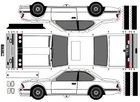 PAPERMAU: Easy-To-Build 1982`s BMW Alpina WB7 Paper Model - by JMV Car Drawing Easy, Bmw 635 Csi, Bmw 635, Paper Model Car, 3d Templates, Bmw E24, Cardboard Car, Bmw E34, Paper Car