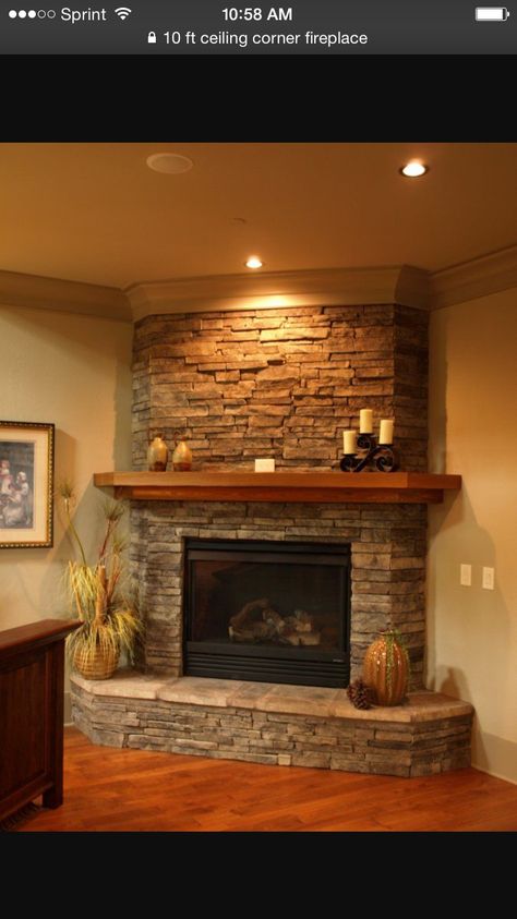 Corner Stone Fireplace, Design Camino, Fireplace Redo, Rock Fireplaces, Corner Fireplace, Fireplace Remodel, Home Fireplace, Fireplace Makeover, Fireplace Tile