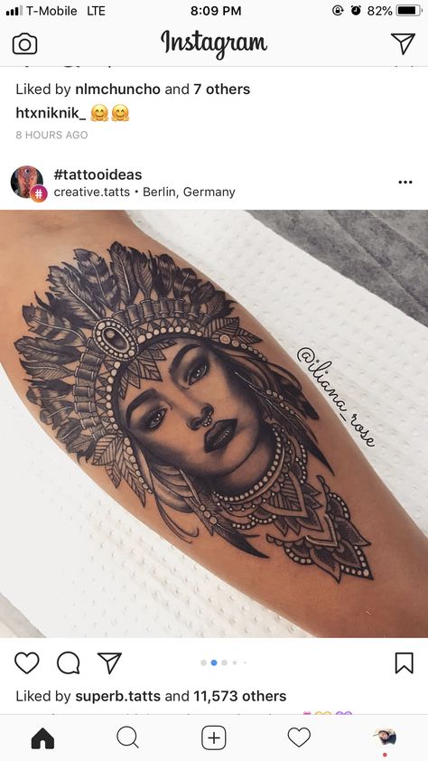 Headdress Tattoo, Wiccan Tattoos, Native Tattoos, Geniale Tattoos, Gorgeous Tattoos, Leg Tattoos Women, Indian Tattoo, Sleeve Tattoos For Women, Dope Tattoos