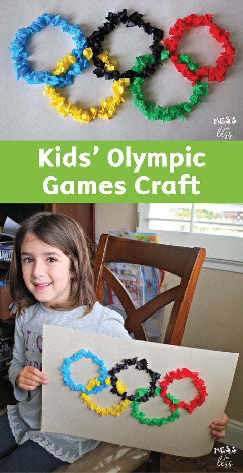 Get the whole family ready for the summer festivities with this Kids’ Olympic Games Craft idea. Not only is this DIY decor colorful and wonderfully messy—it’s super simple! Mcm Crafts, Art Olympics, Winter Sports Crafts, Summer Olympics Crafts, Winter Olympics Activities, Sport Themed Crafts, Olympics Decorations, Craft Games, Olympic Games For Kids