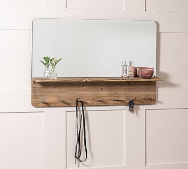 Piper Entryway Mirror #potterybarn Extra Large Wall Mirrors, Modern Trellis Design, Mirror Pottery Barn, Mirror Pottery, Modern Trellis, Wood Trellis, Entryway Shelf, Entryway Mirror, Mirror With Hooks