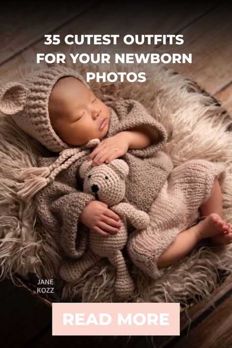 Newborn baby sleeping peacefully in a knitted bear outfit with matching teddy bear. Newborn Photo Outfit Ideas, Infant Photo Shoot Ideas, Infant Picture Ideas, Newborn Photography Girly, Newborn Picture Ideas, Newborn Photography Outfit, Newborn Photo Outfits, Cutest Outfits, Twin Photos