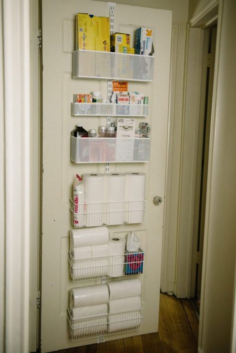 Closet Doors Ideas, Office Closet Ideas, Closet Door Storage, Simplified Living, Over The Door Organizer, Doors Ideas, No Closet Solutions, Small Closets, Bathroom Closet