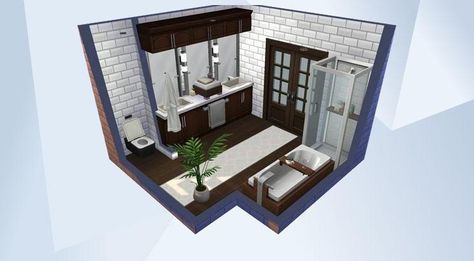 Sims 4 Basegame Bathroom, Sims 4 Master Bath, Sims 4 Big Bathroom Ideas, Sims 4 Bathroom Base Game, Sims 4 Bathroom Ideas Base Game, Sims Bathroom Ideas, Clutter Decor, Bathroom Shower Bathtub, Sims Rooms