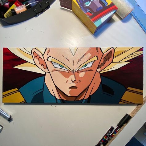 @trave_paintings shared a photo on Instagram: “Finally finished 🔥🔥🔥 SUPER VEGETA 20x50 Acrylic on canvas From Cell saga,too much muscles,few speed😅 #vegeta #supervegeta #dragonball…” • Mar 25, 2021 at 9:27am UTC Cell Saga, Super Vegeta, Diy Canvas Art, Diy Canvas, Glass Painting, Acrylic On Canvas, Aesthetic Art, Too Much, Muscles