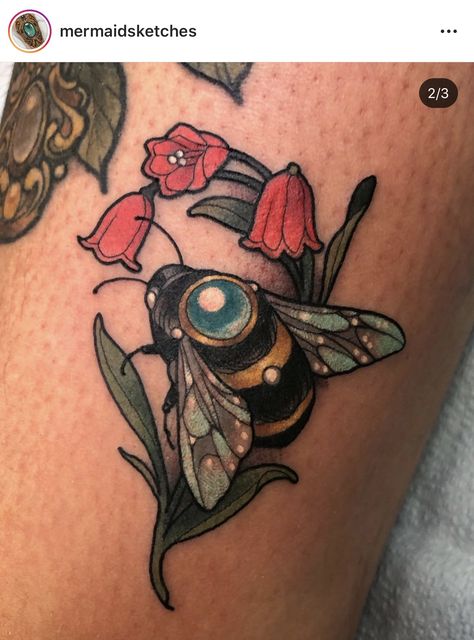 Neotraditional Bee Tattoo, Trad Bee Tattoo, Neo Romantic, Bumble Bee Tattoo, Awareness Tattoo, Insect Tattoo, Moth Tattoo, Human Canvas, Tattoo Portfolio