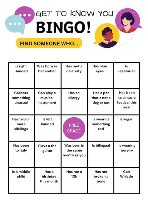 Get to Know You Bingo, 10 Human Bingo Cards, Icebreaker Office Party Game, Find the Guest Printable Activity, Team Building, Family Reunion - Etsy UK Personality Bingo, Human Bingo, Birthday Bingo, Free Printable Bingo Cards, Bingo Online, Free Bingo Cards, Printable Bingo Games, Find The Guest, Office Party Games