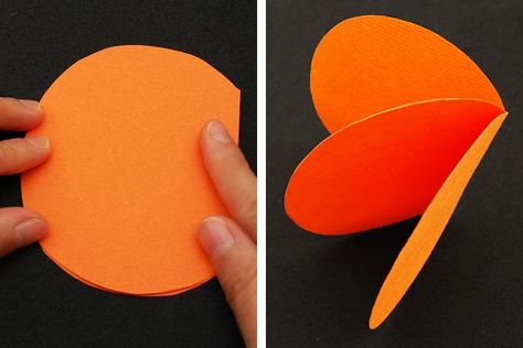 3D Paper Pumpkin | Kids' Crafts | Fun Craft Ideas | FirstPalette.com 3d Paper Pumpkin, Pumpkin Crafts Kids, Paper Pumpkin Decorations, Third Grade Halloween, Pumpkin Craft For Kids, Homeschool Art Projects, Paper Pumpkin Craft, Reuse Crafts, Halloween Pumpkin Crafts