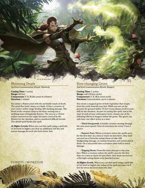 Dnd Earth Spells, Dungeons And Dragons Spells, Dnd Druid Spells, Druid Homebrew Spells, Druid Subclasses 5e, Druid Spells 5e, D&d Spells, Evil Druid, Druid Spells