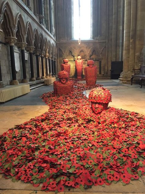 Fallen soldiers are depicted in thousands of poppies in Martin Waters' artwork at Beverley Minster Remembrance Day Display Ideas, Remembrance Day Window Art, Poppy Art Remembrance Day, Remembrance Poppies, Buddy Poppy, Remembrance Poppy Displays, Remembrance Day Pictures, Pictures Of Poppy Flowers, Elizabeth Queen Of England