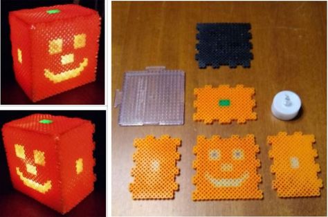 A fun 3-D holiday light box project using glow in the dark beads and a battery operated LED tea light. Glow In The Dark Beads, Melt Beads, Beads Halloween, Box Project, Beads Pattern, Beads Ideas, Halloween Beads, Melting Beads, Halloween 2023