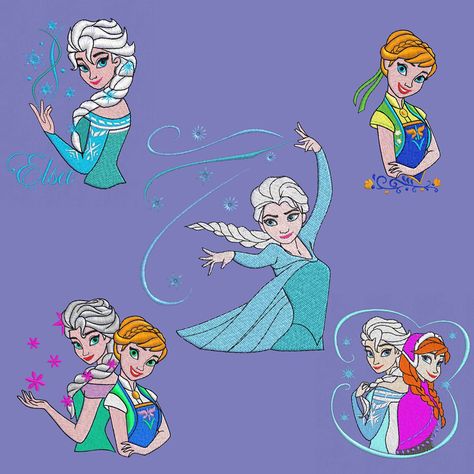 Elsa Anna Frozen 5 set Embroidery design 4x4 pes hus jef | Etsy Frozen Embroidery, Machine Embroidery Designs Projects, Face Embroidery, Frozen Characters, Princess Diy, Toy Story Buzz, Star Embroidery, Anna Frozen, Disney Frozen Elsa