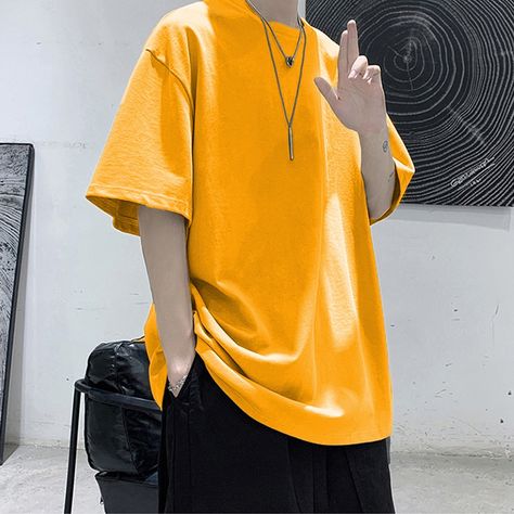 DETAILSMaterial: CottonCollar: O-NeckPattern Type: SolidFabric: Broadcloth Yellow T Shirt Outfit, Yellow Shirt Outfit, Spirit Days, Hip Hop Fashion 90s, 90s Y2k Fashion, Moda Hip Hop, Blank T Shirt, 90s Hip Hop Fashion, Rose Violette