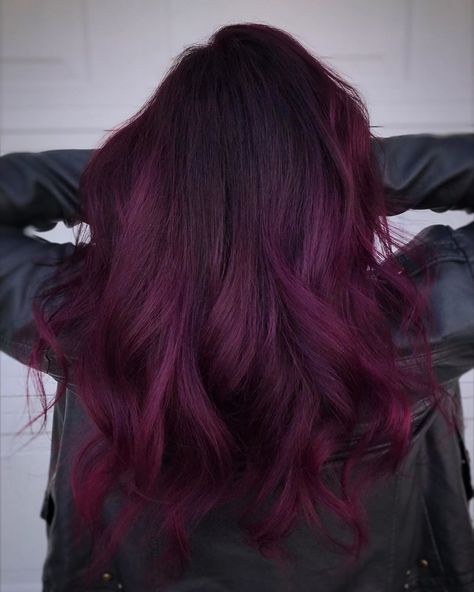 Nicole on Instagram: “ℂ𝕣𝕒𝕟𝕓𝕖𝕣𝕣𝕪 𝕓𝕒𝕝𝕒𝕪𝕒𝕘𝕖 • Pulp riot is my paint 🎨 • • #cranberryhair #cranberrybalayage #winterhaircolor #pulpriot #pulpriothair #pulpriotcolor…” Cranberry Balayage, Cranberry Hair Color, Purple Highlights Brown Hair, Purple Ombre Hair, Hair Colouring, Vivid Hair Color, Cute Hair Colors, Hair Color Burgundy, Hair Dyes