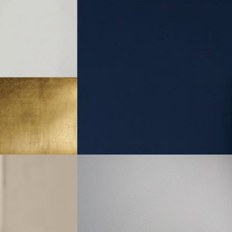 Navy Gold Grey Color Palette, Navy Blue And Grey Office Ideas, Blue And Gold Colour Scheme, Midnight Blue And Gold Color Palette, Material Combination Design, Navy Black Gold Color Palette, Navy Silver Color Palette, Midnight Blue Color Pallet, Blue Gold Cream Color Palette