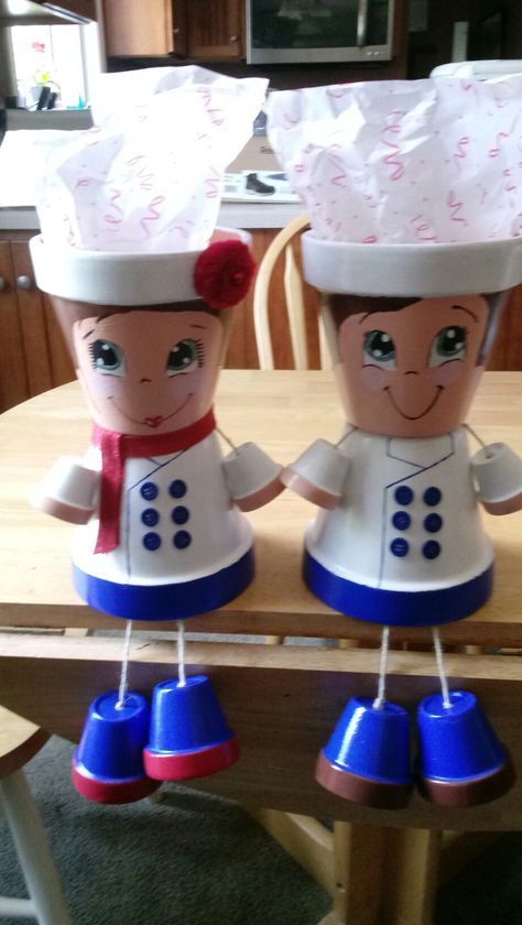 Clay pot people sailors boy/ girl Clay Pot People Ideas, Terra Cotta Clay Pots, Clay Pot People, Clay Pot Projects, Flower Pot People, Flower Pot Art, Painted Plant Pots, Terra Cotta Pot Crafts, Painted Clay Pots