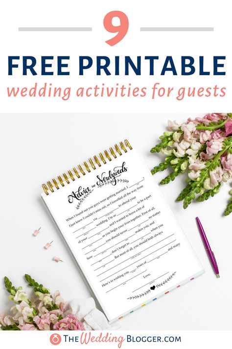 Check out these printable wedding activities that are sure to keep your guests laughing and making memories at your wedding reception. If you're looking for free printable wedding reception activities that your wedding guests will enjoy, here are 9 free activities to entertain your guests. Your wedding guests are sure to have fun with these entertaining ideas and activities. #freeprintable #weddingactivities #weddingprintables #weddinggames #weddingguests #weddingideas Fun Activities For Wedding Reception, Wedding Activities For Guests, Wedding Traditions Game, Wedding Reception Activities, Wedding Reception Guest, Reception Games, Reception Activities, Wedding Invitations Leaves, Advice For Newlyweds