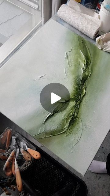 Olive Green Art, Green Painting, Green Paintings, Green Art, Artist On Instagram, Canvas Texture, Abstract Artists, Easy Paintings, Texture Painting