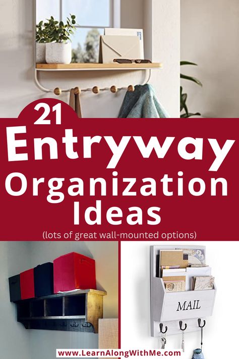 Is your foyer a cluttered mess? You may want to take advantage of wall space when it comes to organizing near your front door. We feature 21 entryway ideas including several wall-mounted organizers to help tidy up your foyer. Will one of these entryway organization ideas work for you? Click to have a look. Entryway Wall Storage, Entryway Organization Ideas, Closet Organization Solutions, Mudroom Entryway, Entryway Organizer, Front Entryway, Wall Mounted Hooks, Door Organizer, Entryway Wall