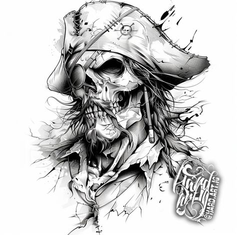 Skull Pirate Tattoo, Pirate Tattoo Sketch, Pirates Tattoo, Pirate Tattoos, Pirate Skull Tattoos, Norse Mythology Tattoo, Tattoo Linework, 47 Ronin, P Tattoo