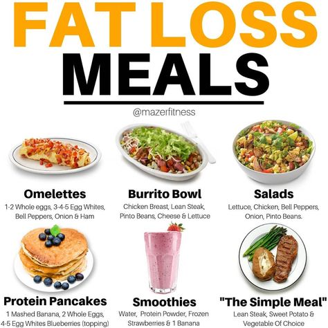 💥FAT LOSS MEALS💥 - Are these 6 meals truly fat loss meals? Of course not. Will these meals help you make being in caloric deficit easier? Absolutely!!! - These meals are ridiculously easy to customize to your needs. Need more protein? Add more of the protein source. Need more carbs? Add more of the carb source! Need more micronutrients? Add more vegetables or fruits! - What makes a fat loss meal, a fat loss meal? 3 things: - 1. High protein. 2. Lots of vegetables or fruits. 3. Convenient to pr Fat Loss Meals, Protein In Beans, Fat Loss Foods, Idee Pasto Sano, Diet Keto, Fat Burning Foods, Healthy Weight, Healthy Diet, Workout Food