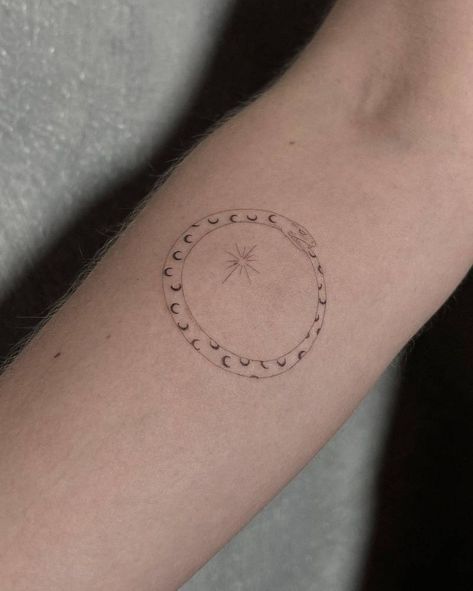 The eternal cycle of destruction and re-creation Destruction Tattoo, Ouroboros Tattoo Design Minimal, Ouroboros Tattoo Forearm, Simple Ouroboros Tattoo, Ouroboros Skeleton Tattoo, Ouroboros Tattoo Around Arm, Snake Ouroboros, Ouroboros Tattoo, Stick Tattoo