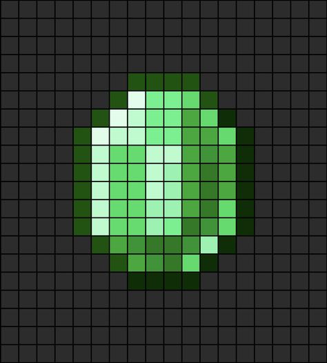 A pixel art template of the Minecraft emerald with accurate details. Minecraft Kandi Pattern, Minecraft Items Pixel Art, Detailed Pixel Art, Melts Beads, Minecraft Items, Melt Beads Patterns, Plastic Lace, Grid Patterns, Minecraft Steve