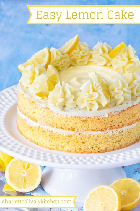 Easy Moist Lemon Cake, Moist Lemon Cake Recipe, Easy Lemon Cake Recipe, Lemon Birthday Cakes, Easy Lemon Cake, Homemade Lemon Cake, Lemon Cake Mix Recipe, Cake Recipes Uk, Delicious Lemon Cake