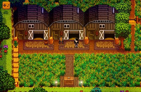 Stardew Valley Farm Building Colors, Stardew Valley Chicken Coop Layout, Stardew Valley Building Colors, Stardew House, Stardew Layout, Stardew Ideas, Stardew Farm, Stardew Farms, Barn Layout