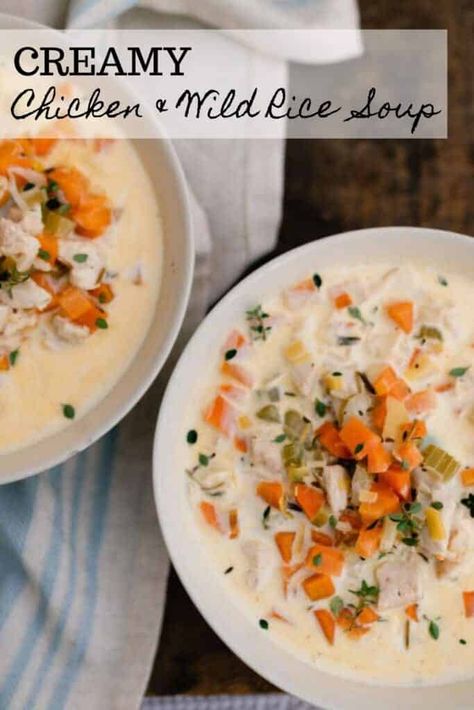 Creamy Chicken And Wild Rice, Creamy Wild Rice Soup, Freezer Meal Recipes, Farmhouse On Boone, Chicken And Wild Rice Soup, Chicken Wild Rice, Chicken Wild Rice Soup, Creamy Chicken Soup, Healthy Freezer Meals