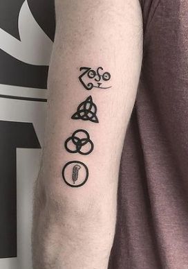 Best 21 Led Zeppelin Tattoos - NSF - Magazine Tattoo Ideas Led Zeppelin, Led Zeppelin Symbols Tattoo, Metal Bands Tattoos, Rock Bands Tattoo, Rock Band Tattoo Ideas, Rock Music Tattoo Ideas, Tattoo Ideas Rock, Led Zeppelin Tattoo Ideas, Rock Tattoo Designs