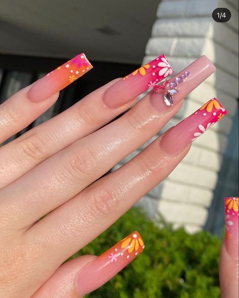 Spring Nails 2024 Trends Acrylic, Spring Time Acrylic Nails, Spring Tapered Square Nails, Spring Nails Baddie, Puerto Rico Nail Ideas, Long Acrylic Nails Spring, Spring Nails Square Long, Spring Nail Sets 2024, Spring Set Nails