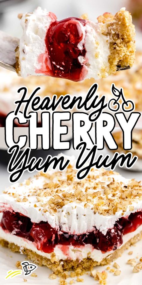 Cherry Yum Yum Cherry Yum Yum Recipe, Cherry Yum Yum, Cherry Delight Dessert, Pie Filling Desserts, Desserts Summer, Cream Cheese Desserts, Fluff Desserts, Cherry Desserts, Cold Desserts