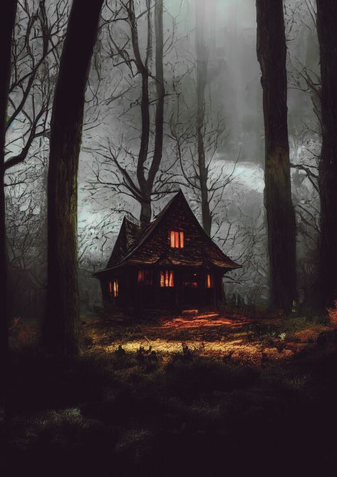 ArtStation - The Cabin, Andrej Z.T. Photo Bashing, Witch Cabin, Giger Alien, Fantasy Cottage, From Here To Eternity, Cottage Art, Witch House, Cabin In The Woods, Fantasy Aesthetic