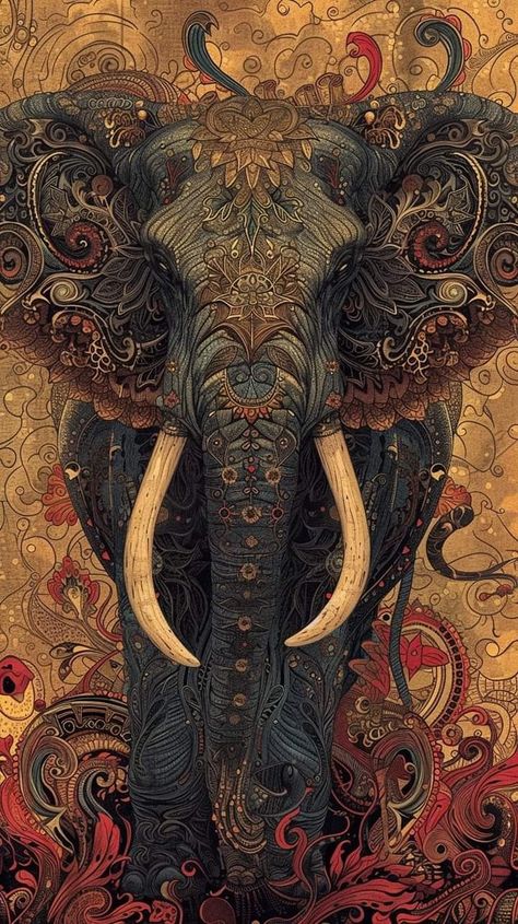 Abstract Elephant Art, Ganesh Embroidery, Elephant Wallpaper Iphone, Elephant Mural, Yoga Calendar, Aztec Elephant, Elephant Spirit Animal, Embroidery Map, Majestic Elephant