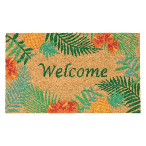 Our Tropical Welcome mat gives your entryway a pop of color and visual interest. This coir mat is both stylish and practical. Natura coir doormats are durable and beautiful. Crafted from 100% coir which is an all-natural material known for its strength. Coir is eco-friendly, made from natural fibers which are extracted from the outer shell of a coconut known for its strength and durability. Natura coir mats feature a durable vinyl back and a stiff, durable natural coir front perfect for wiping s Nautical Pattern, Coir Mat, Outdoor Door, Coir Doormat, Welcome Door Mats, Tropical Decor, Outdoor Mat, Welcome Mat, Outdoor Door Mat