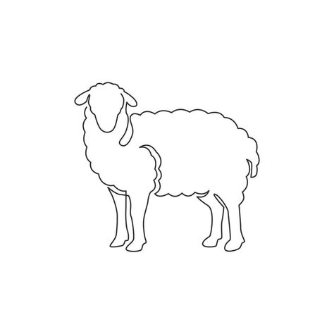 Farm Animal Line Drawing, Lamb Logo Design Branding, Sheep Vector Illustration, Easy Lamb Drawing, Lamb Line Drawing, Sheep Line Drawing, Sheep Line Art, How To Draw A Lamb, Sheep Drawing Illustration