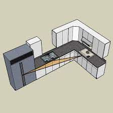 Corner Kitchen Layout, L Shape Kitchen Layout, Kitchen Work Triangle, Kitchen Layouts With Island, Kitchen Layout Plans, Kitchen Remodel Cost, Kabinet Dapur, Kitchen Floor Plans, U Shaped Kitchen