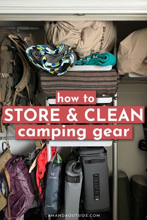 How To Store Camping Gear At Home, Organizing Camping Gear, Organize Camping Gear, Storing Camping Gear At Home, Storing Camping Gear, Backpacking Gear Storage, Store Camping Gear, Camping Supplies Storage, Outdoor Gear Organization