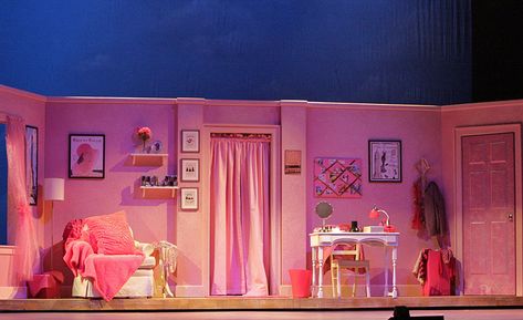 Elle's Bedroom. Two wagons together, walls on the back. Simple. Legally Blonde Room, Legally Blonde Broadway, Legally Blonde 3, Vma Performance, Matthew Smith, Legally Blonde Musical, Grease Musical, Music Theatre, Theater Performance