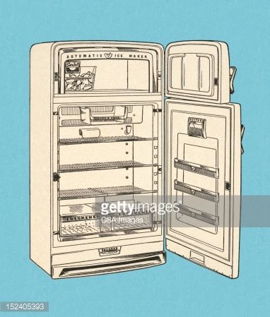 Refrigerator Illustration, Open Refrigerator, Fridge Illustration, Green Fridge, Open Fridge, University Graphic Design, Doodles Simple, Best Refrigerator, Props Art