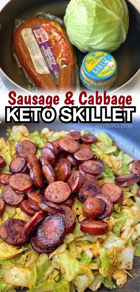 Keto Smoked Sausage And Cabbage, Cabbage Sausage Heavy Cream, Cabbage And Andouille Sausage, Andouille Sausage Cabbage, Keto Sausage And Cabbage Skillet, Keto Sausage And Cabbage, Keto Kielbasa And Cabbage, Keto Cabbage And Kielbasa Recipes, Keto Recipes With Kielbasa Sausage