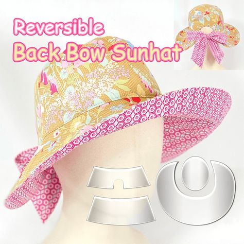 👒summer is coming！Make a Sun Hat that’s fully reversible with a back bow. The back bow can be tied tighter making it adjustable.🎀With a few extra steps,... | By Serendipitysgift Bucket Hat Template, Flower Mechanics, Sunhat Pattern, Sun Hat Pattern, Hat Template, Bow Straps, Bucket Hat Pattern, Ruler Set, Pillow Crafts