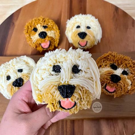 MArilyn & MIchelle on Instagram: “These doggy frosted cupcakes are too cute to eat! Don’t you agree? tag a dog lover 🐶🧁 . . © 2022 @sugarmamisbakery #sugarmamisbakery…” Labradoodle Cupcakes, Goldendoodle Cupcakes, Golden Doodle Cupcakes, Golden Retriever Cupcakes, Dog Cupcakes Decoration, Queen Cupcakes, Face Cupcakes, Dog Decorations, Puppy Cupcakes