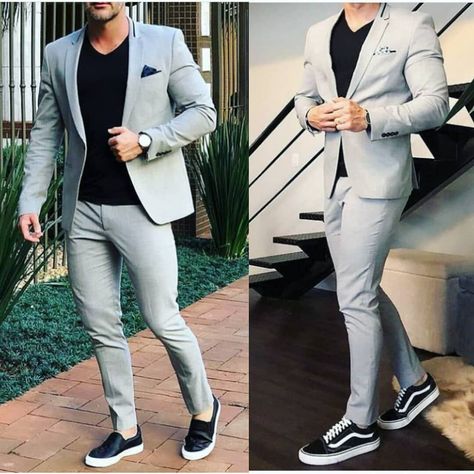 Suit With Vans, Men Blazer Outfits, Vans Outfit Men, Business Casual Attire For Men, Formal Attire For Men, Suits And Sneakers, Mens Winter Fashion Outfits, Mens Casual Suits, Blazer Outfits Men