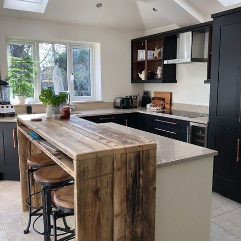 Kitchen Island With Seating Extension, Table For Island Kitchen, Bar Extension Ideas, Adding Bar To Kitchen Island, Raised Bar On Kitchen Island, Kitchen Island Doubles As Dining Table, Island With Drop Down Table, Kitchen Island With Raised Bar Seating, Open Breakfast Bar