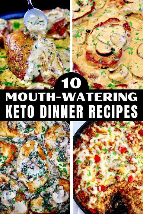 Being on a Keto diet doesn't mean you have to eat bland or boring food. In fact, because we can enjoy using healthy fats and a wide variety of foods in preparing our meals, there are so many delicious options just waiting to be discovered. These Keto friendly dinner recipes will satisfy even the pickiest eaters and they'll quickly become favorites! Oven Keto Recipes, 30 Minute Keto Dinners, Keto Dinner Family Friendly, Factor Meals Keto, 2:1 Keto Recipes, Great Keto Dinner Recipes, Mozzarella Dinner Ideas, Keto Dinner Recipes For Company, Fun Keto Dinners