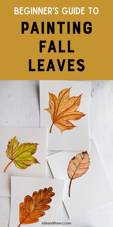 Painting Leaves Watercolor, Watercolor Leaf Tutorial, Autumn Watercolor Tutorial, Painting Leaves Acrylic, Paint Fall Leaves, Fall Leaf Painting, Paint Autumn, Thanksgiving Watercolor, Watercolor Fall Leaves