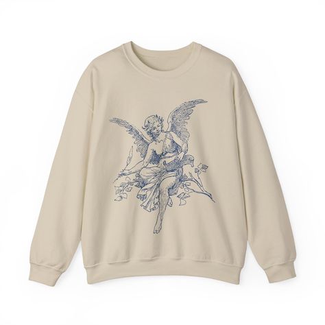 Aesthetic Crewneck, Gift For Artist, Designer Aesthetic, Angel Shirt, Angel Cherub, Angel Gifts, Gifts For An Artist, Sweater Vintage, Vintage Inspired Design